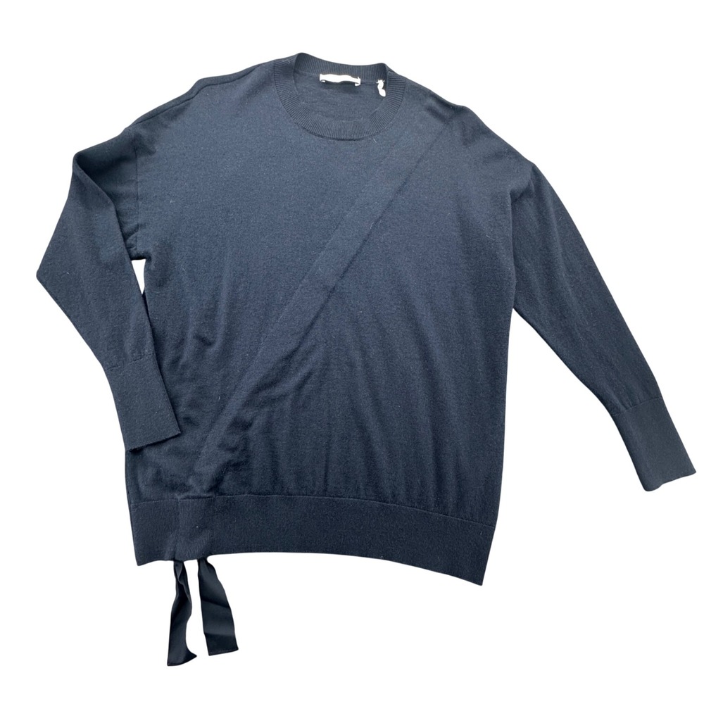 Sandro Paris Navy Blue Dark Wool Cashmere Blend Side‎ Tie Sweater Size 1 Small
